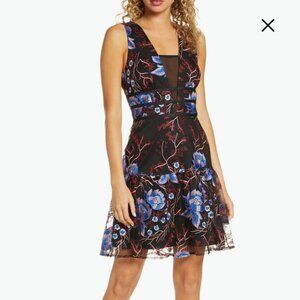 Harlyn embroidered fit and flare cocktail dress
